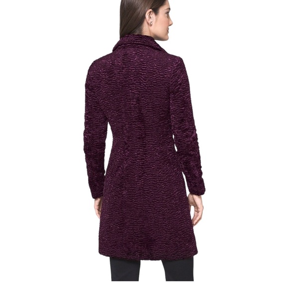 SzXSP White House  Black Market Persian Coat in Plum - Picture 2 of 7